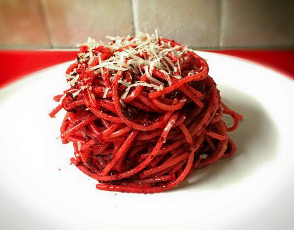 purple spaghetti